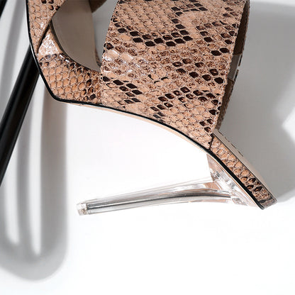 Pointed Crystal Heel Sandals