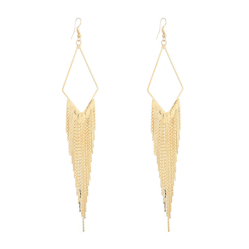 Bohemian Ethnic Diamond Tassel Earrings