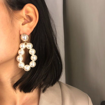 Geometric Pearl Stud Earrings