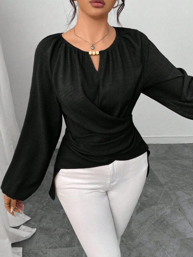 Woven Asymmetrical Tie Top