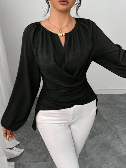 Woven Asymmetrical Tie Top