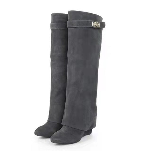 Wedge Heel Pants Boots