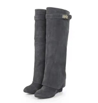 Wedge Heel Pants Boots