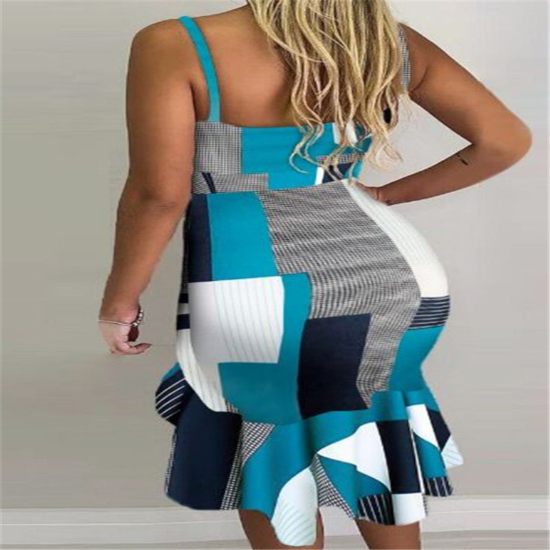 Collage Halter Irregular Skirt Dresses