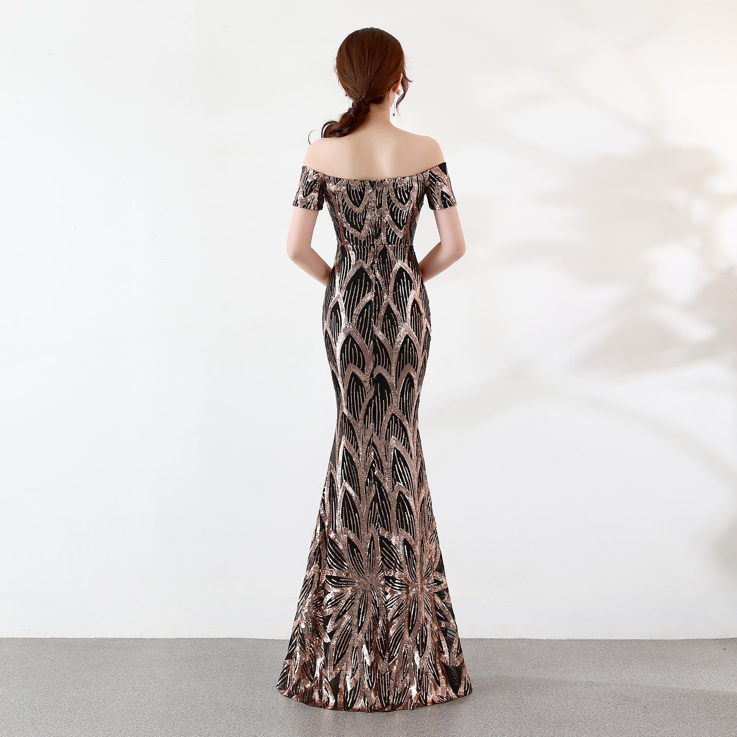 Fishtail Sequined Evening Dress