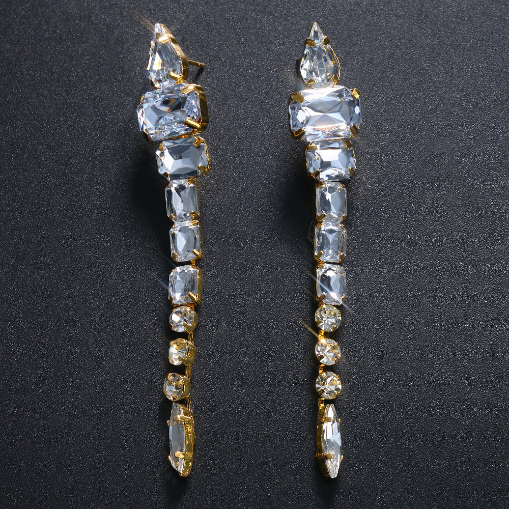 Long Shiny Diamond Rhinestone Earrings