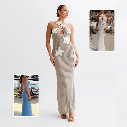 Slim Halter Neck Dress With Stars