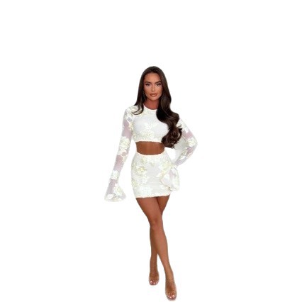 Embroidered Backless Skirt Set