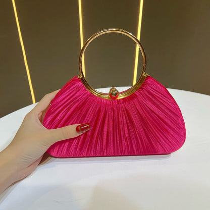 Satin Pleated Evening Clutch