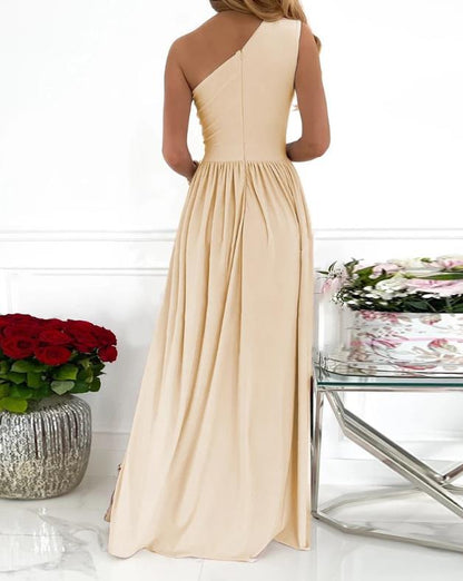 Women's One Shoulder High Split  Maxi Dress