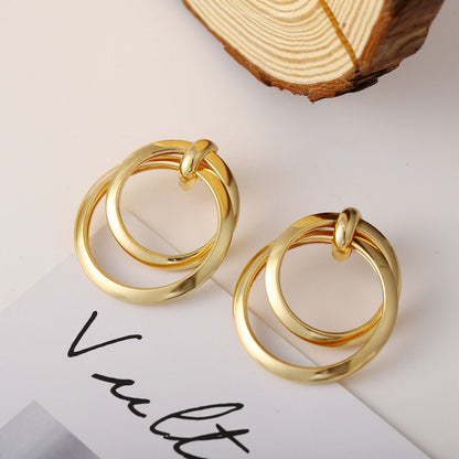 Double Circle Punk Earrings