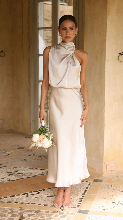Sleeveless Halter Neck Dress Summer Fashion