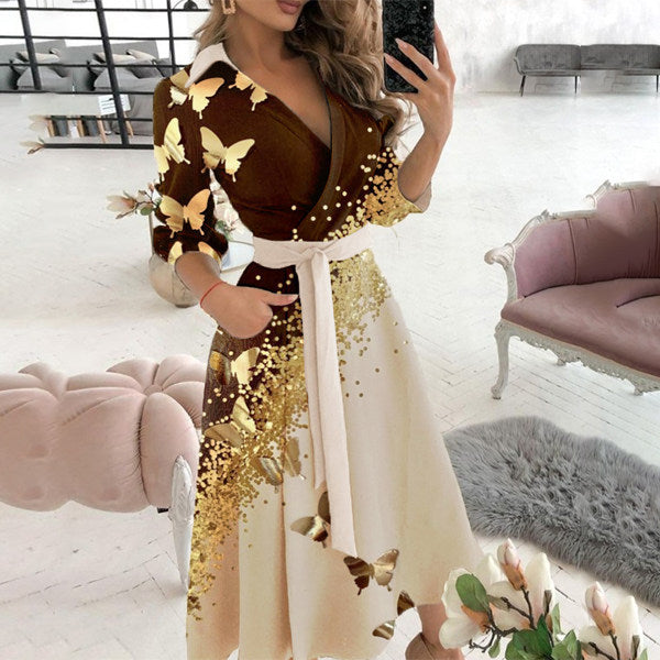 Elegant Butterfly Starlight Print Dress