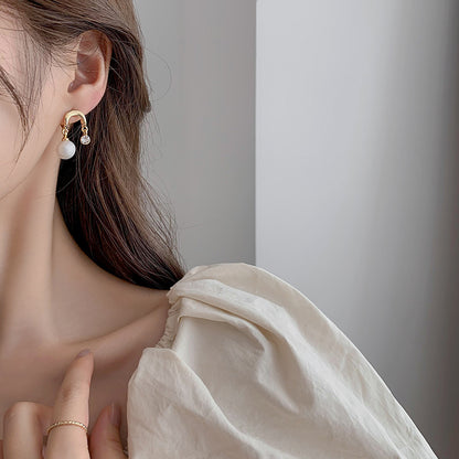 Small Design Pearl Earrings Simple Female Compact