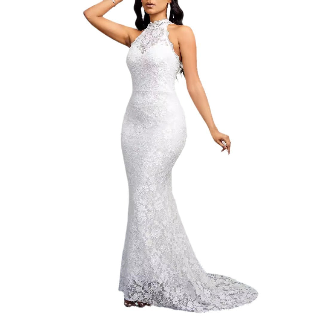 Solid Color Trailing Dress