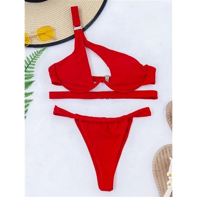 Solid Color Split Swimsuit