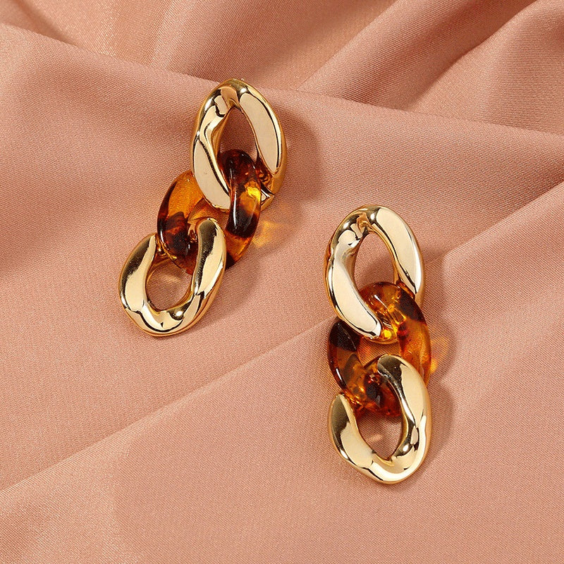 Leopard Resin Diamond Stud Earrings