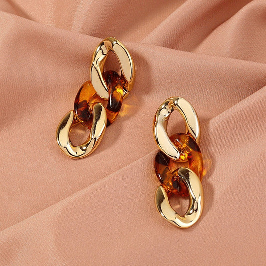 Leopard Resin Diamond Stud Earrings