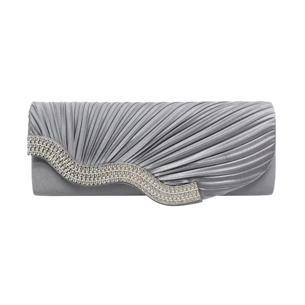 Rhinestone Pleated Clutch