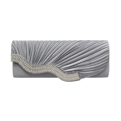 Rhinestone Pleated Clutch