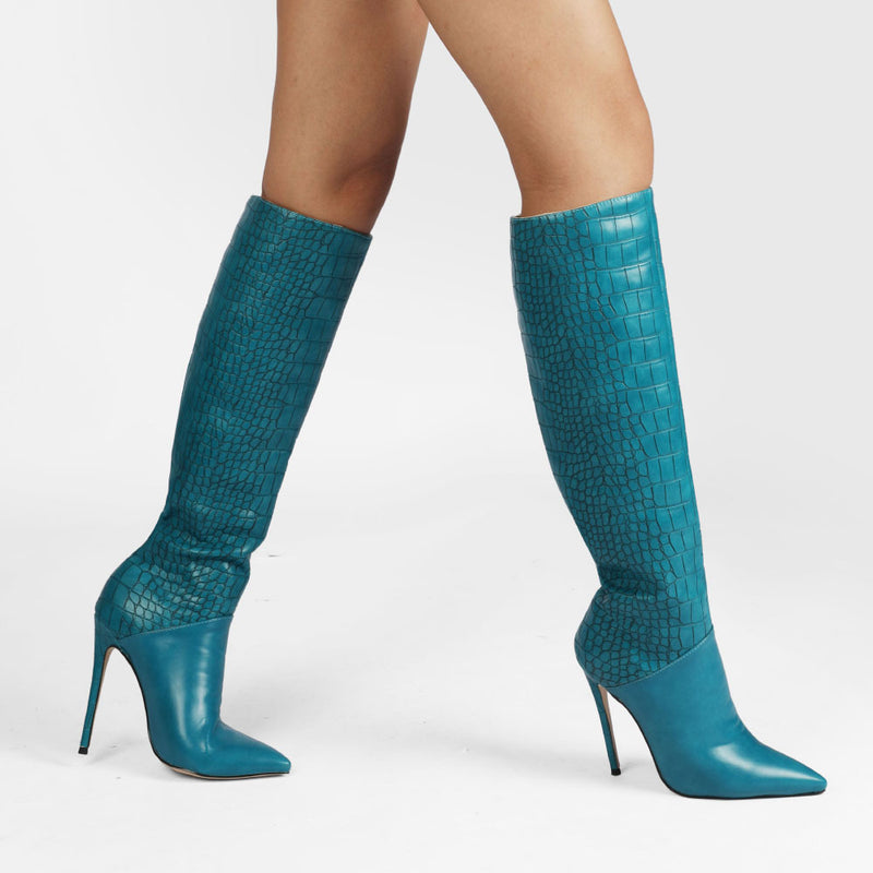 Gloss Crocodile Stiletto Boots