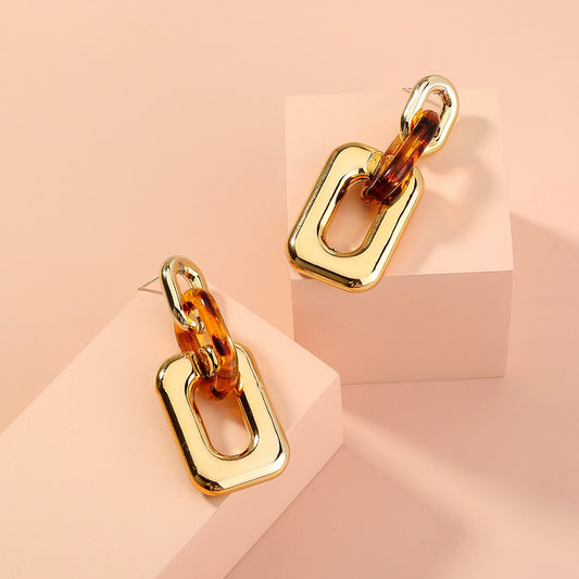 Exaggerated Long Leopard Print Resin Earrings