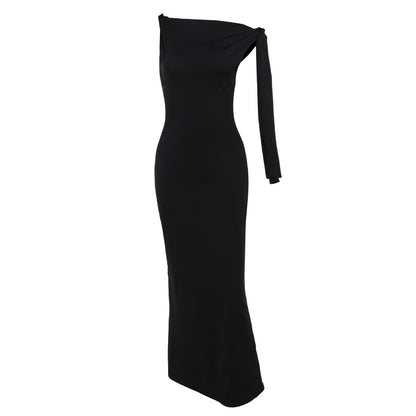 One Shoulder Ribbon Dress