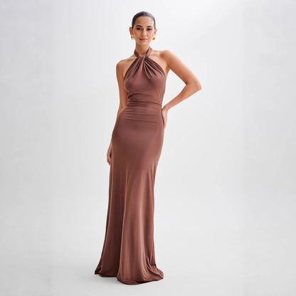 Ins Bodycon Halter Dress Sexy Backless Slim Fit Waist