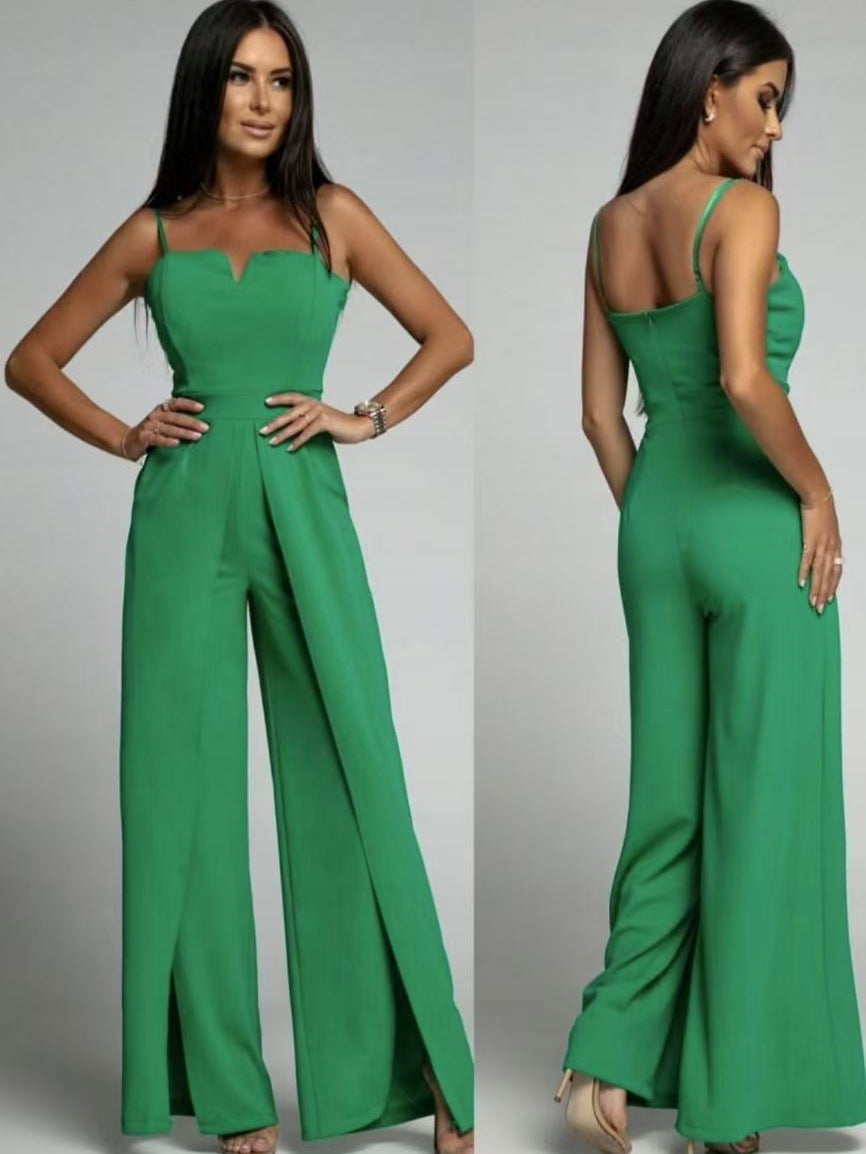 Bodycon Slit Pants Bustier Strap Jumpsuit