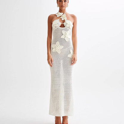 Slim Halter Neck Dress With Stars