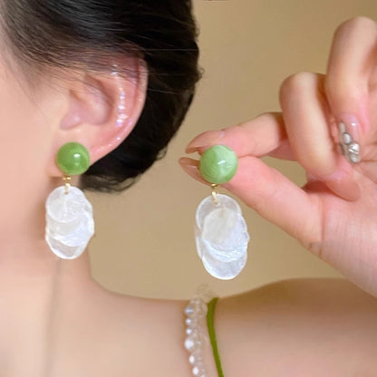 Mori Style Green Vacation Style Shell Earrings