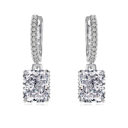 Rectangular Zircon Silver Earrings