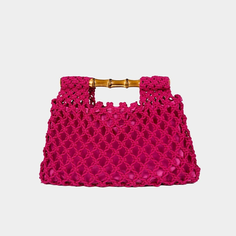 Handwoven Bamboo Handle Square Bag