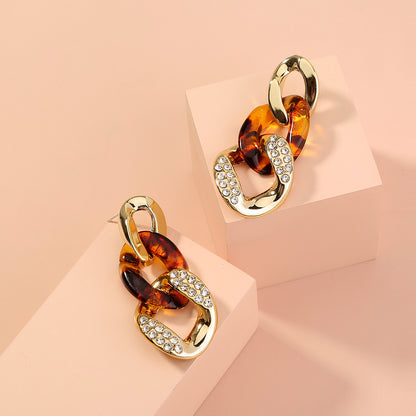 Leopard Resin Diamond Stud Earrings