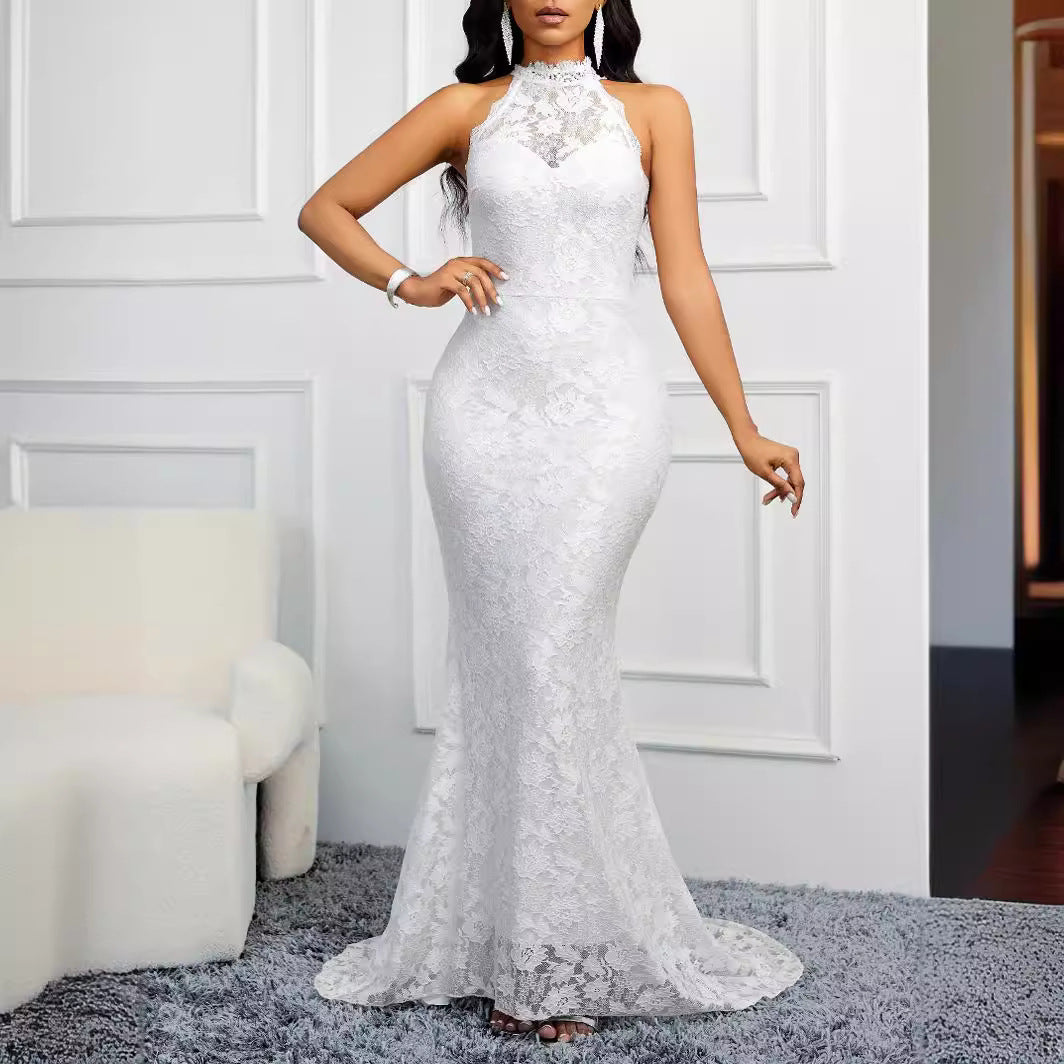 Solid Color Trailing Dress