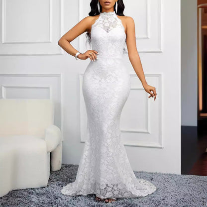 Solid Color Trailing Dress