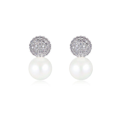 Simple Pearl Silver Earrings