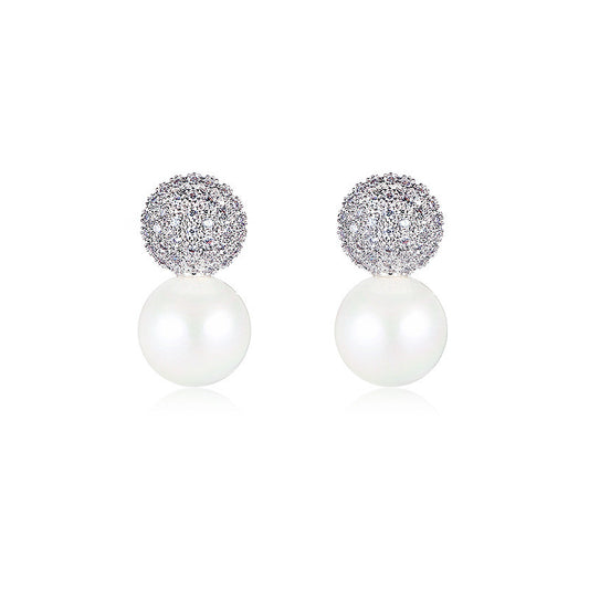 Simple Pearl Silver Earrings