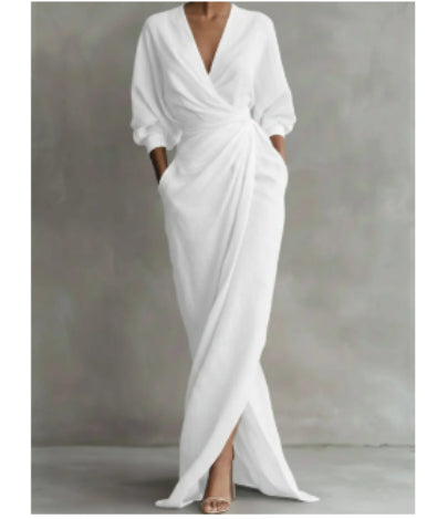 V Neck Waist Cinching Dress