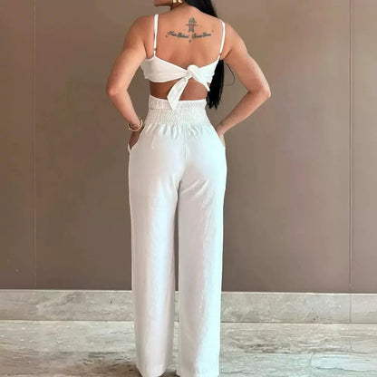 Flower Design Sling One-piece Trousers