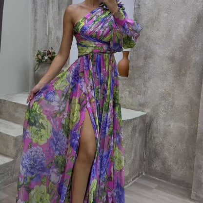 Floral Print Split Maxi Dress