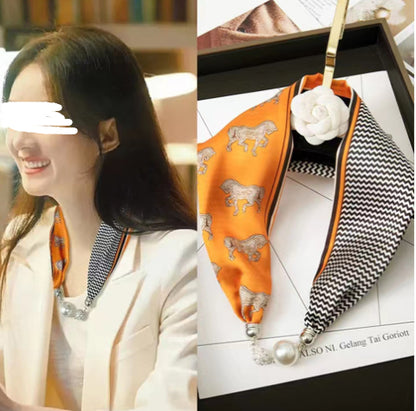 Silk Scarf Pearl Necklace