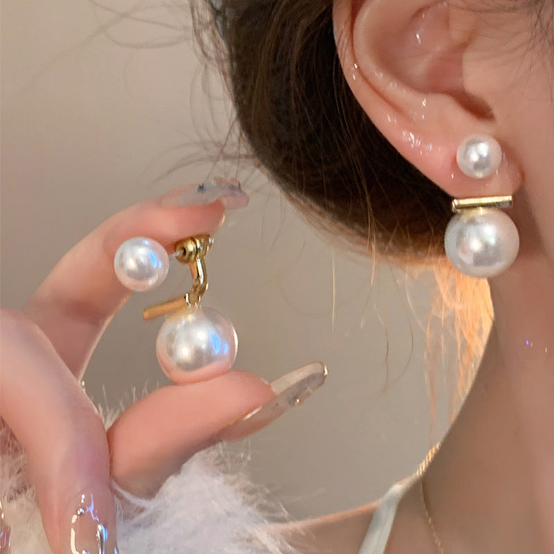 Pearl Silver Needle Earrings