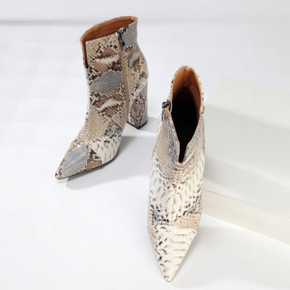 Snakeskin Pattern Short Boots