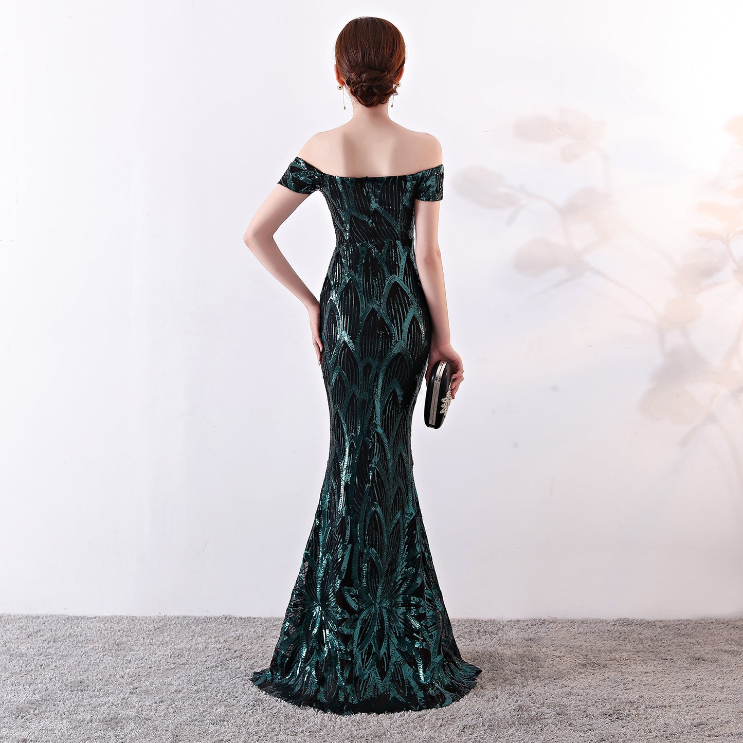 Fishtail Sequined Evening Dress