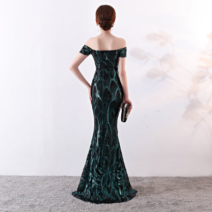 Fishtail Sequined Evening Dress