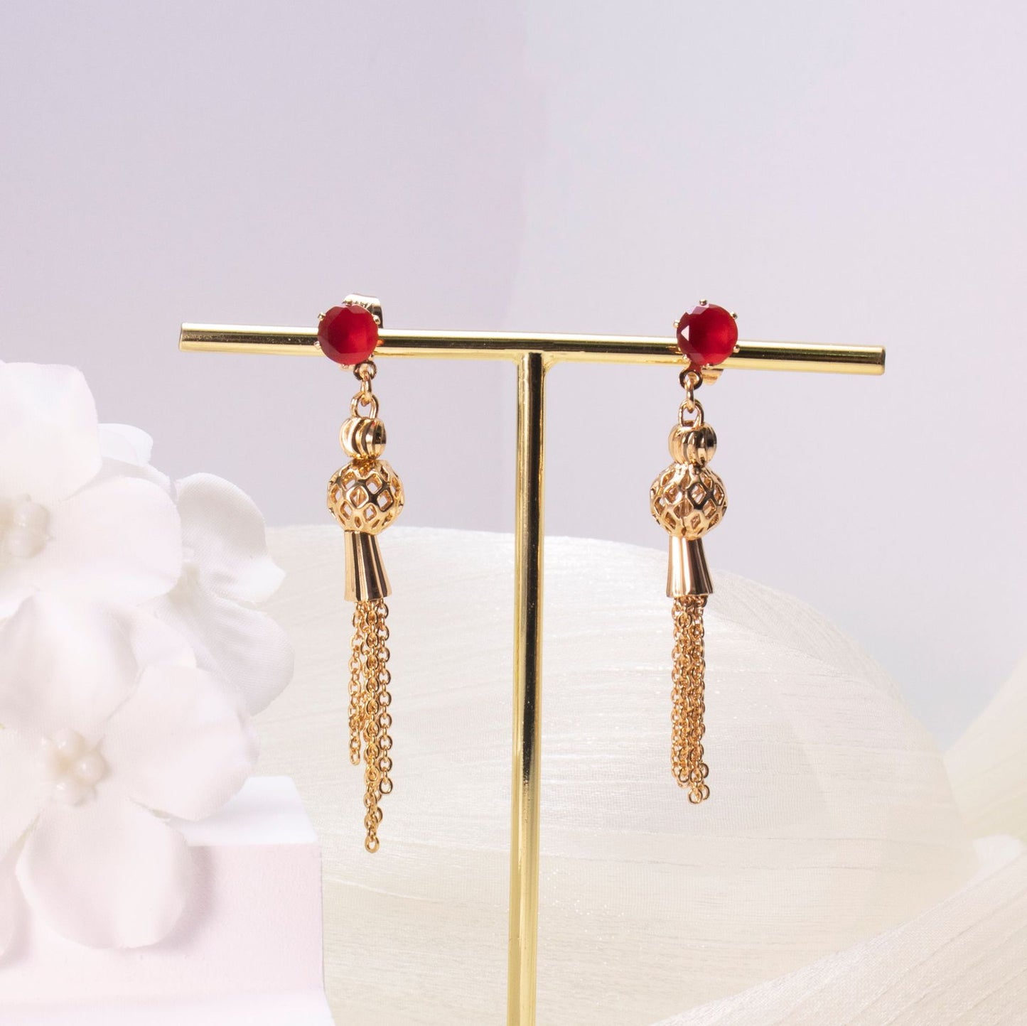Gold Tassel Diamond Earrings
