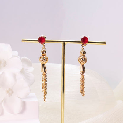 Gold Tassel Diamond Earrings