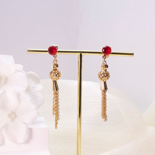Gold Tassel Diamond Earrings