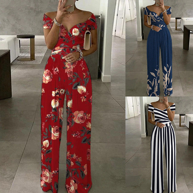 Off Shoulder Printed Jumpsuit